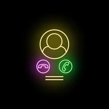 Neon glowing incoming call user interface on black background Ilustración de archivo