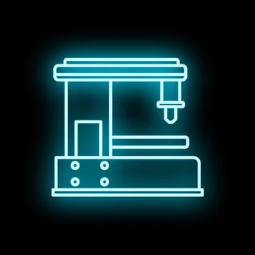 Neon glowing industrial machine working in manufacturing Stock Illustration