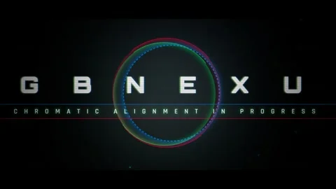 Neon glowing initial letter display gbnexu branding element on dark backdrop Stock Footage 337577244