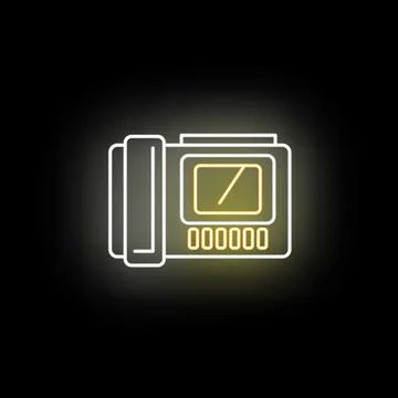 Neon glowing intercom showing apartment building security communication Stock Illustration
