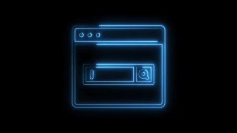 Neon glowing internet browser window search bar animation on black background Stock Footage 322966212