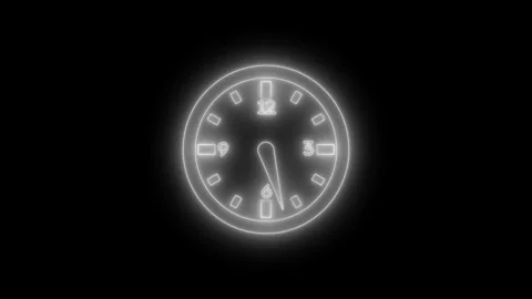 Neon glowing Isolated Analog Timer Animation for Productivity and Deadline .. Stock Footage 337017274