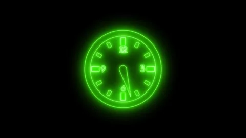 Neon glowing Isolated Analog Timer Animation for Productivity and Deadline .. Stock Footage 337017332