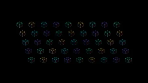 Neon glowing isometric cubes pattern motion graphic background featuring fu.. Stock Footage 348200405