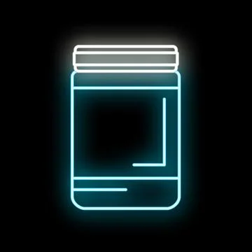Neon glowing jar container with blue light outline Stock Illustration