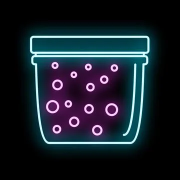 Neon glowing jar with purple bubbles illustration Stock Illustration