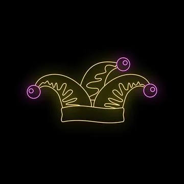 Neon glowing jester hat illuminating the darkness Stock Illustration