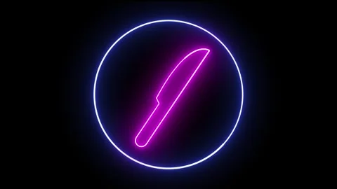 Neon Glowing Knife Icon Animation – Vibrant Kitchen Symbol. Stock Footage 282576844