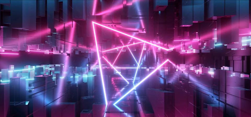 Neon Glowing Laser Beam Sci Fi Future Modern Portal Gate Virtual Cyber Vibran 스톡 일러스트