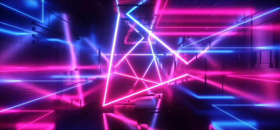 Neon Glowing Laser Beam Sci Fi Future Modern Portal Gate Virtual Cyber Vibran 스톡 일러스트