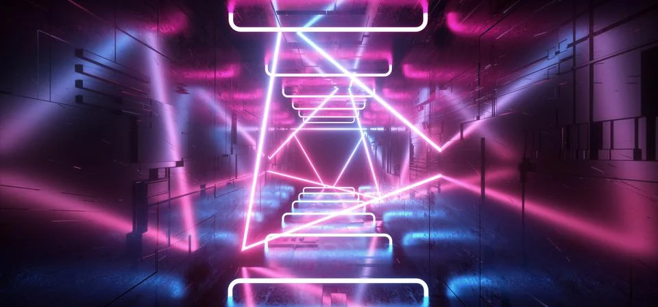Neon Glowing Laser Beam Sci Fi Future Modern Portal Gate Virtual Cyber Vibran 스톡 일러스트