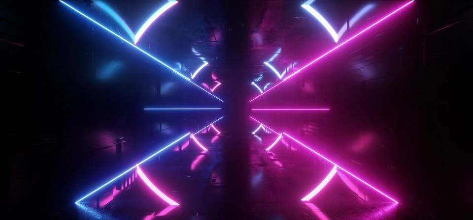 Neon Glowing Laser Beam Sci Fi Future Modern Portal Gate Virtual Cyber Vibran 스톡 일러스트
