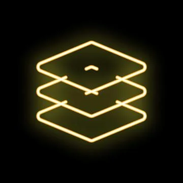 Neon glowing layers icon on dark background 스톡 일러스트