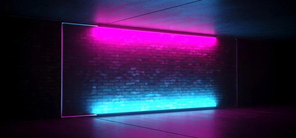 Neon Glowing Led Sci Fi Futuristic Retro Club Stage With Empty Lighted Purple Stock Illustration