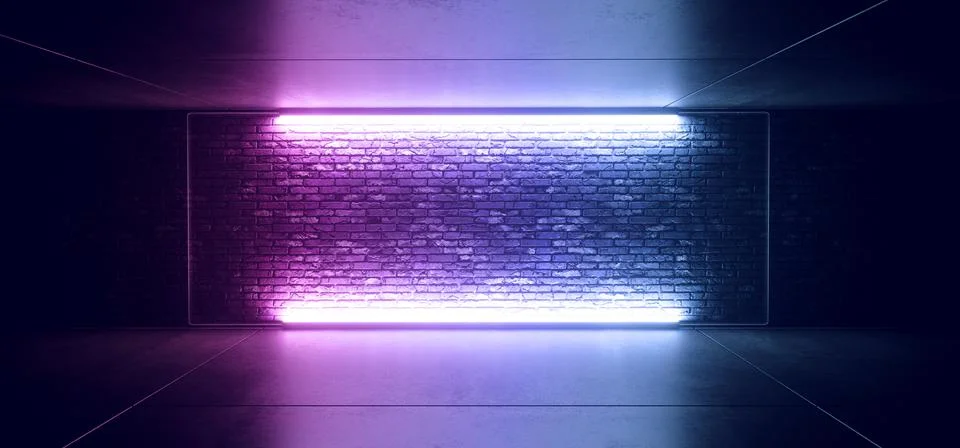 Neon Glowing Led Sci Fi Futuristic Retro Club Stage With Empty Lighted Purple Stock Illustration