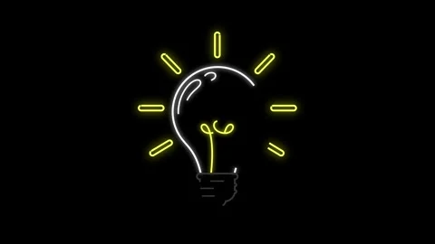 Neon glowing light bulb animation flickering Stock Footage 345659851