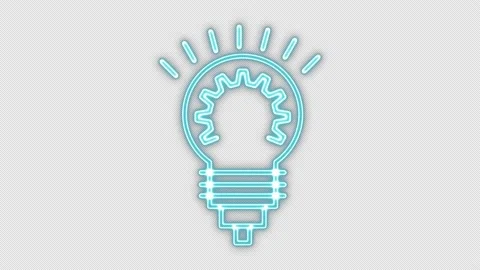 Neon Glowing Light Bulb Flicker Lamp Idea Icon Business Sign Isolated Background Stock Footage 159090486