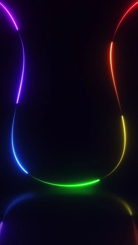 Neon glowing light frame abstract dark background loop.  4K Vertical video Stock Footage 328564688