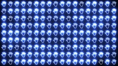 Neon, glowing light hand gestures background. Fingers and human hand, glow Stock Footage 122137742
