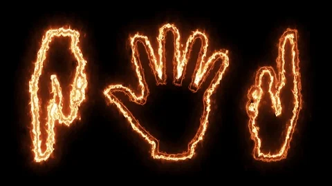 Neon, glowing light hand gestures background. Fingers and human hand, glow desig Stock Footage 122138139