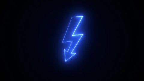 Neon Glowing Lightning Bolt Icon Animation, Blue Electric Energy Symbol Stock Footage 311108281