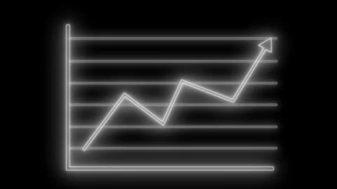 Neon glowing line chart showing upward trend animation Stock Footage 335103176