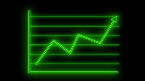 Neon glowing line chart showing upward trend animation Stock Footage 335103188