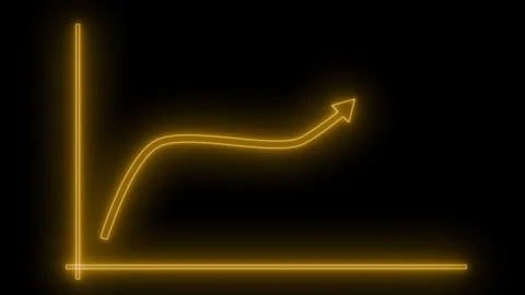 Neon glowing line graph with upward trend animation on black background Video stock 316711388