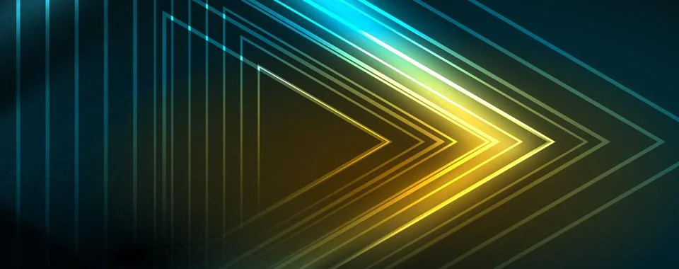 Neon glowing lines and angles, magic energy space light concept. Vector Stock Illustration