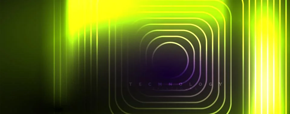 Neon glowing lines and angles, magic energy space light concept. Vector Illustrazione stock