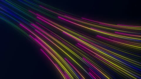 Neon Glowing Lines Flow Rgb Data Tech On Dark Digital Video Animated Background Stock Footage 346375038