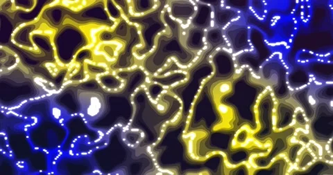 Neon glowing liquid. Abstract Fluid Animation yellow blue Color Flowing Wav.. Stock Footage 224923203