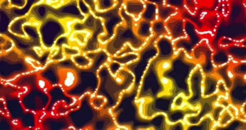 Neon glowing liquid. Abstract Fluid Animation yellow red Color Flowing Wavy.. Video stock 224923468