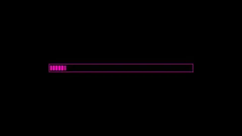 Neon glowing loading bar on a black background. Stock Illustration