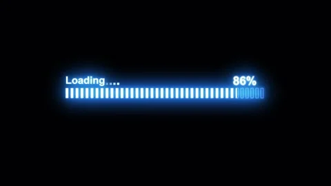 Neon Glowing Loading Bar with text percentage animation Stock Footage 321469557