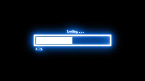 Neon glowing loading progress bar animation on black background Video stock 316711502