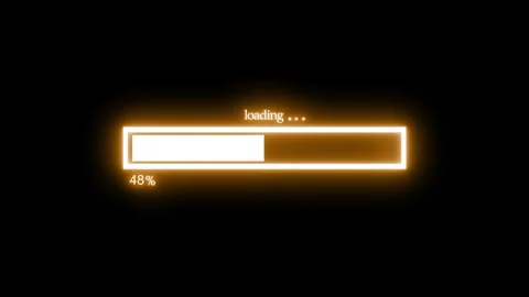 Neon glowing loading progress bar animation on black background Video stock 316711528