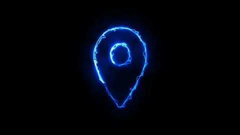 Neon glowing location icon animation Video stock 336629686
