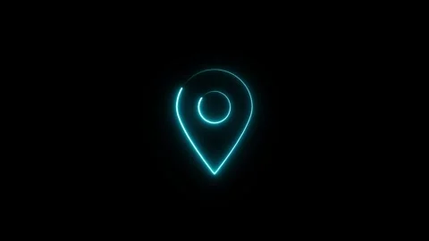 Neon Glowing Location Pin Icon Stock Footage 332984231