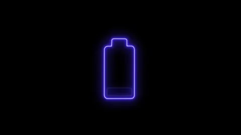 Neon glowing Low battery icon animation. Battery warning for charging. Stock Footage 305301615