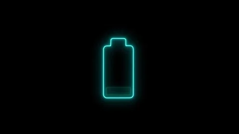 Neon glowing Low battery icon animation. Battery warning for charging. Stock Footage 305301623