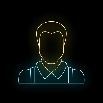 Neon glowing man avatar profile icon Stock Illustration