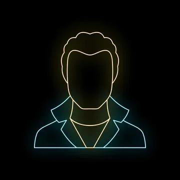 Neon glowing man avatar profile icon Stock Illustration