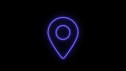 Neon glowing map pointer loop animation Video stock 276880647