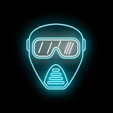 Neon glowing mask goggles protective face Stock Illustration
