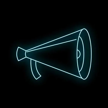 Neon glowing megaphone symbol for important announcement Stock Illustration