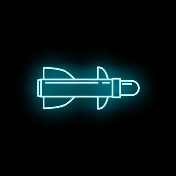 Neon glowing missile icon representing war and defense Illustrazione stock
