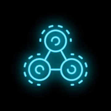 Neon glowing molecule structure icon on black background Stock Illustration