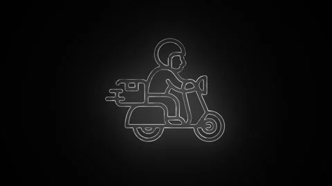 Neon glowing motorcycle icon animation , neon man and motor cycle animated .. Stock Footage 305299575