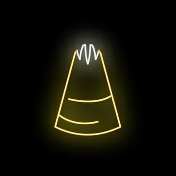 Neon glowing mount fuji line art icon Stock Illustration